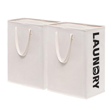 CHICVITA Laundry Basket Dirty Clothes Hamper Tall Rectangle Laundry Basket for Dorm and Family Laundry Basket Organizer Large Hampers with Extended Handles 2Pack 75L White Bin