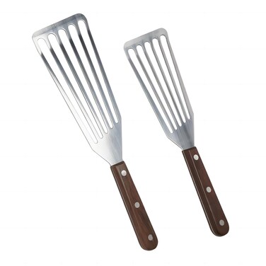 GREATLINK Fish Spatula  Stainless Steel Slotted Turner with Durable 12mm Thickness Blade for FishEggMeatDumpling Turning Flipping Frying and Grilling  Set of 2
