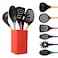 MasterChef Kitchen Utensils Set with Holder Nylon Cooking Utensils Set of 6 Non Toxic  Non Scratch Tools for Non Stick Cookware incl Cooking Spoons  Spatulas Heat Resistant Color Collection