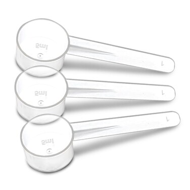 3 Measuring Spoons Set with Short Handle  1 Teaspoon 5 ML Clear Plastic Scoops for Creatine Coffee Grains Spices Powders and Other Dry Goods BPA Free Kitchen Tools Measure Fits in Jars
