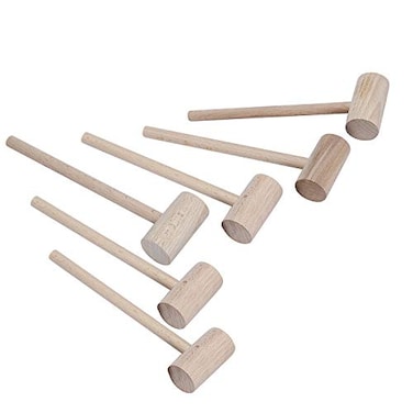 MIHEY 6PCS Solid Natural Wooden Crab Lobster Mallets Shellfish Hammers Beechwood