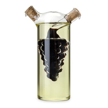 Twine Living 2In1 Oil and Vinegar Cruet Bottle with Cork Stoppers Olive Oil and Balsamic Vinegar Dispenser Hand Blown Glass Pack of 1