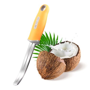 BAMILEE House Coconut Meat Remover KnifeCoconut ToolCoconut Meat Removal Tool Durable Silicone Handle Stainless Steel Coconut Opener Scraper for Kitchen Home