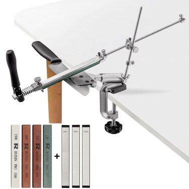 MOVIRON RUIXIN PRO RX008 Professional Knife Sharpener with 7 Whetstones 360 Rotation Flip Design FixedAngle Stainless Steel Kitchen Chef Knife Sharpening Kit Abrasive Holding System Tools