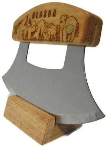 Inupiat Birch Alaska Cutlery Ulu Knife Animal Collage Wildlife