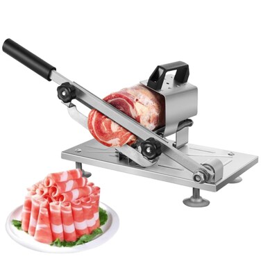 Japard Stainless Steel Food Slicer Manual Frozen Meat Slicer Beef and Mutton Roll Meat Cleavers Machine for Home Cooking of BBQ Hot Pot