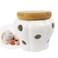 MAYMIIHOME 550ml 43x43x36In White Garlic Ginger Keeper Vented Ceramic Storage Container White Stoneware with Bamboo Lid