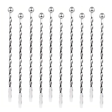 JOYISEN 10PCS Stainless Steel Stirrers 75 Inch Stir Sticks with Small Rectangular Paddles for Stirring Epoxy Coffee Beverages Swizzle Stick Silver