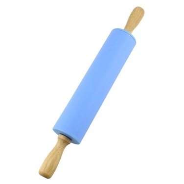 NASNAIOLL Daizihan Silicone Rolling Pin Non Stick Surface Wooden Handle 197X1515 Blue