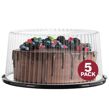 9 Plastic Disposable Cake Containers Carriers with Dome Lids and Cake Boards  5 Round Cake Carriers for Transport  Clear Bundt Cake BoxesCover  23 Layer Cake Holder Display Containers