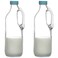 GLASS MONGER 2 Pc 47oz Clear Milk Bottles Pitcher with Handle and Lids  Airtight milk Container for Refrigerator Jug Water Juice Heavy Milk Bottle Liquid Containers for Kitchen