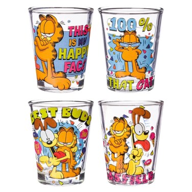Silver Buffalo Garfield Neon 90s 4pc 15oz Mini Glass Set 4x1