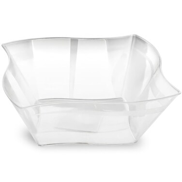 Blue Sky Wave Clear 45oz Disposable Plastic Serving Bowl  1 Count  Large Clear Party Bowl for Salads Snacks  More