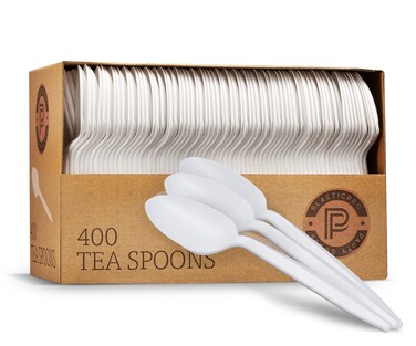PLASTICPRO Cutlery 800 Mediumweight White Disposable Plastic Tea Spoons