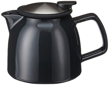 FORLIFE Bell Ceramic Teapot with Basket Infuser 26Ounce770ml Black Graphite