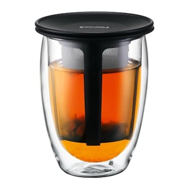 Bodum Tea For One Double 035Liter Wall Glass Tea Strainer 12Ounce 12 Oz K1115301US