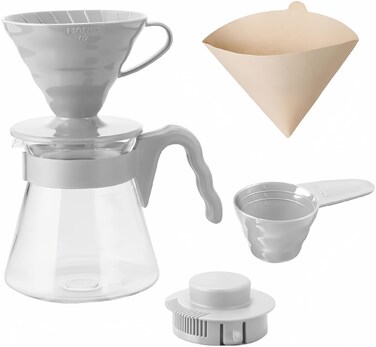 Hario VCSD02PGR V60 Coffee Server 02 Set Pale Gray For 14 Cups Coffee Drip Made in Japan