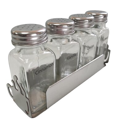 Rattleware Coffee Cup Labeled Shaker and Rack Set
