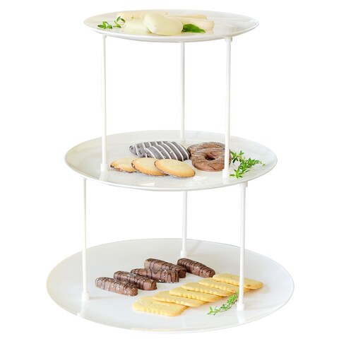 Youngever 3 Tier Serving Tray Plastic Platter Tray 3 Tier Cake Stand Appetizer Serving Tray