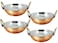 AVS STORES  Set of 4 Indian Copper Serveware Karahi Vegetable Dinner Bowl with Solid Brass Handle for Indian Food Diameter 13 cm 52 Inches