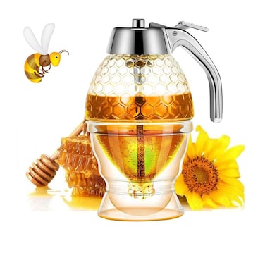 XIYUAN Honey dispenser syrup dispenser beautiful honeycomb honey jar honey jar with stand