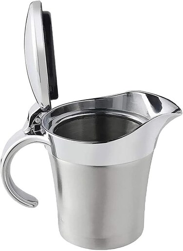 URONN Double Insulated Gravy Boat  Stainless Steel Sauce Jug with Hinged Lid