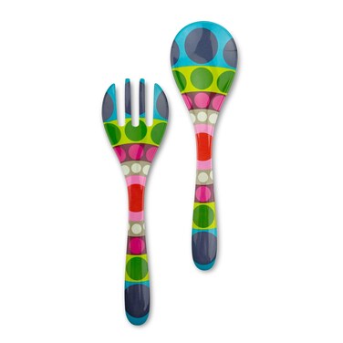 French Bull Salad Server 2 Piece Set  Melamine Dinnerware  13  Outdoor Party Utensils  Dial