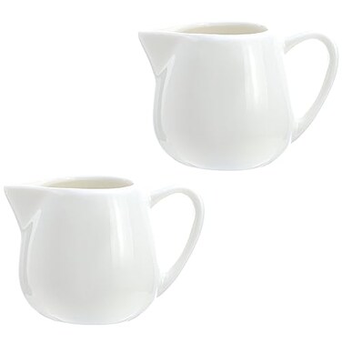 CHOOLD 2pcs Mini Classic Pure White Ceramic Creamer with HandleSmall Coffee Milk Creamer Pitcher2oz34oz XL 45oz