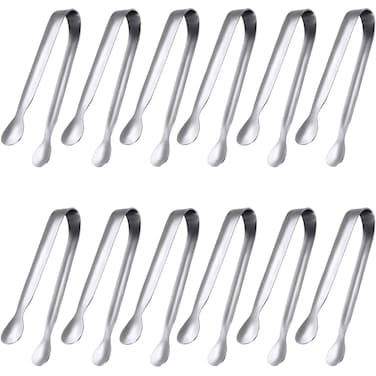 JCREN 12 Pack Sugar Tongs Ice Tongs Premium Stainless Steel Mini Serving Tongs Appetizers Tongs Set for Tea Party Coffee Bar Kitchen Serving and Cooking Silver
