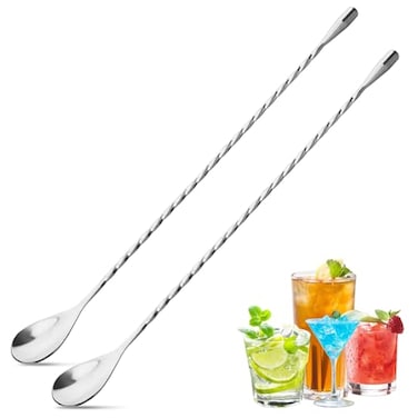2Pcs Cocktail Spoon Long Handle Bar Spoon  12 Metal Spoons Drink Mixers for Cocktails Stainless Steel Spoons Stirring Spoons for Coffee Bar Accessories  Home Bar Mixing Spoon Long Handle Spoon Set