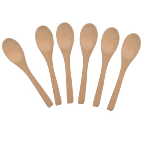 AISIBO 6 Pcs Handmade Small Wooden Spoon Honey Teaspoon Seasoning Coffee Tea Sugar Salt Jam Mustard Ice Cream Bamboo Spoons
