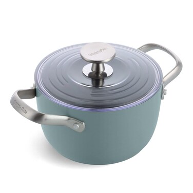 GreenPan Healthy Ceramic Nonstick 2QT Rice Grains and Soup Maker Caldero Pot with Lid PFASFree Induction Dishwasher Safe Oven Safe Smokey Blue