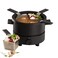 Evolution Mini Electric Fondue Pot Set 16Litre FoodGrade Stainless Steel Broth and Fondue Pot HeatResistant Base Patented Hanging System Adjustable Temperature Control 4 Perforated Baskets