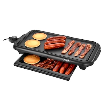 bella Electric Griddle with Warming Tray  Smokeless Indoor Grill Nonstick Surface Adjustable Temperature  Cooltouch Handles 10 x 18 CopperBlack