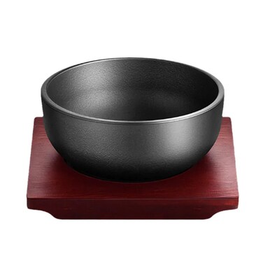 XICHENGSHIDAI Korean Stone Bowl for Bibimbap Induction Stove Bowl with Tray Dense Wood Large