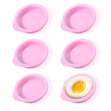 LCKDY 6PCS Silicone Air Fryer Egg Molds 4 Inch Air Fryer Egg Pan Silicone Egg Cooker Air Fryer Accessories Egg Bites Silicone Mold for Baking Muffin Top Pan Mini Pancake Mold for Muffin Top Cake