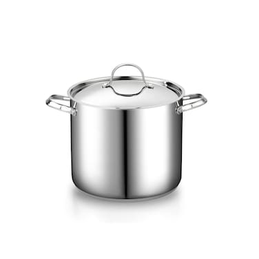 Cooks Standard 1810 Stainless Steel Stockpot 12Quart Classic Deep Cooking Pot Canning Cookware with Stainless Steel Lid Silver