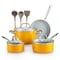 Cook N Home Pots and Pans Set Non Stick 10Piece Hard Anodized Nonstick Healthy Ceramic Cookware Set Induction Cookware Cooking Set with StayCool Handles Nylon Kitchen Utensils Yellow