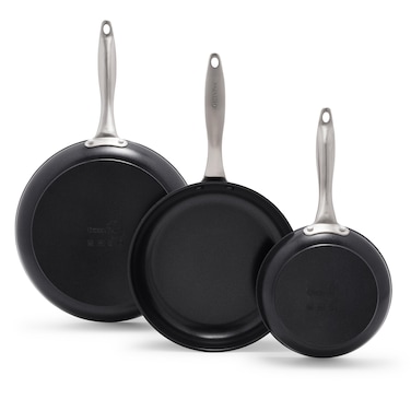 GreenPan Black Pro Infinite8 Ceramic Nonstick 3Piece Frypan Set 8 10 and 12