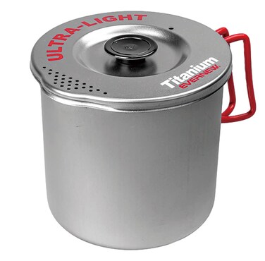 Evernew Titanium Lightweight Pasta Camping Pot with Strainer Lid 1000 Medium