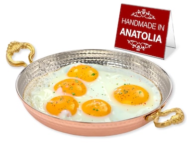 Hammered Copper Chef Pan Handcrafted Authentic Red Copper Skillet Turkish Egg Omelet Frying Pans Sahan 94 Inches  24 cm