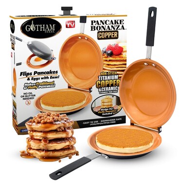 Gotham Steel Double Sided Pan The Perfect Pancake Maker  Nonstick Copper Easy to Flip Pan Frying Pan for Fluffy Pancakes Omelets Frittatas  More Pancake Pan Dishwasher Safe Large
