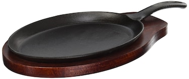 Winco FS2 2Piece CastIron Fajita Server SetBlack BrownMedium