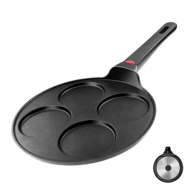 CAINFY Pancake Pan NonstickSuitable for All Stovetops  Induction Cooker 105 Inch Mini Silver Dollar Grill Blini Griddle Crepe Pan 4 Molds Cake Egg Skillet 100 PFOA Free Coating