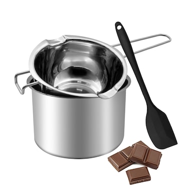 Zalaxt Double Boiler Pot Set Stainless Steel Melting Pot with Silicone Spatula for Melting Chocolate Butter Cheese