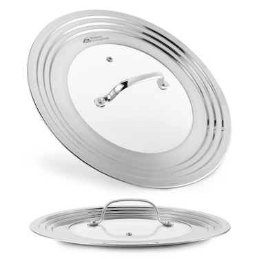 Elegant Stainless Steel and Glass Universal Lid Fits All 7 to 12 Pots and Pans Replacement Frying Pan Cover and Cookware Lids  Modern Innovations