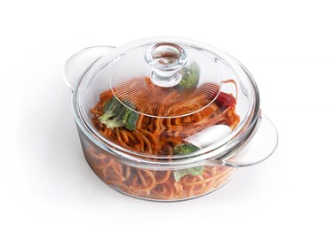 HUSANMP Clear Round Glass Casserole with Lid Baking Dish with Glass Cover Glass Casserole for Oven Freezer and Dishwasher Safe 1Quart Round