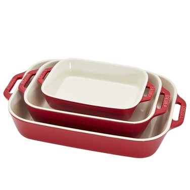 Staub Ceramic Baking Dish Set 3pc Cherry