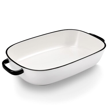 6 Quart Large Rectangular Baking Dish 16x11 Inches Ceramic Baking Pan Casserole Dish for CookingKitchen and Daily Use Safe for Oven Microwave Refrigerator Disinfection Cabinet and DishwasherWhite