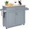 MEDIMALL Rolling Kitchen Island Cart with Storage Serving Trolley Cart with Towel Rack 3Level Adjustable Shelf  Lockable Wheels Mobile Island Table for Dining Room  Living Room Gray